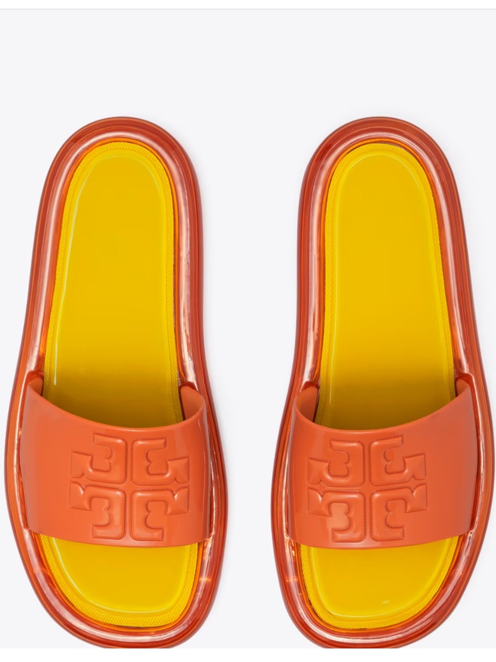 Orange Logo Slide Sandals with Yellow Footbed